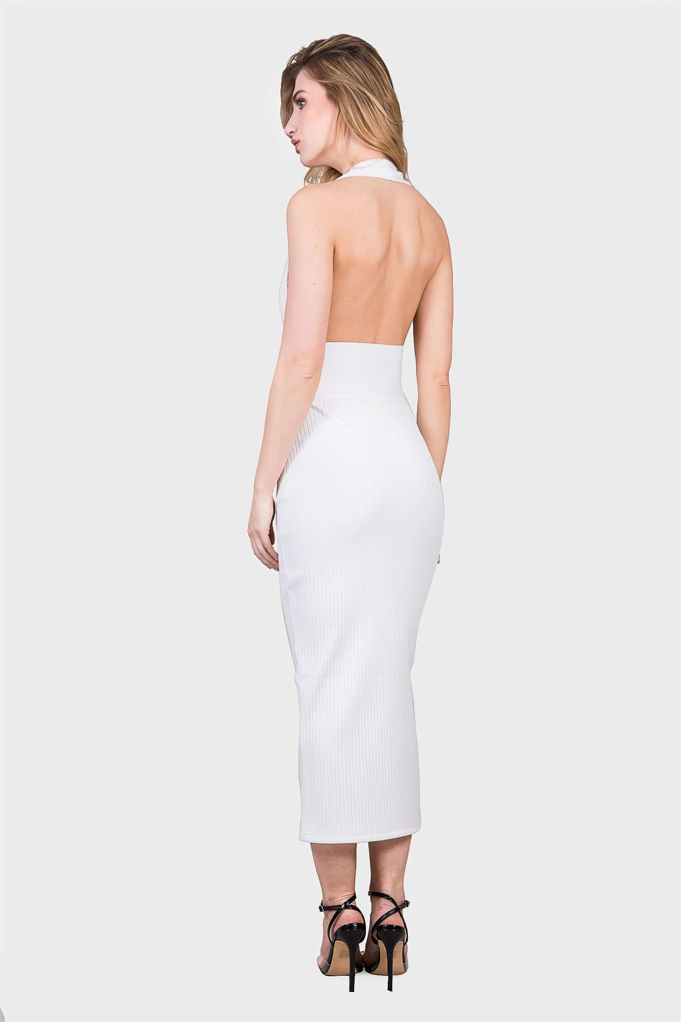 V-Neck Midi Dress, High Hopes, White