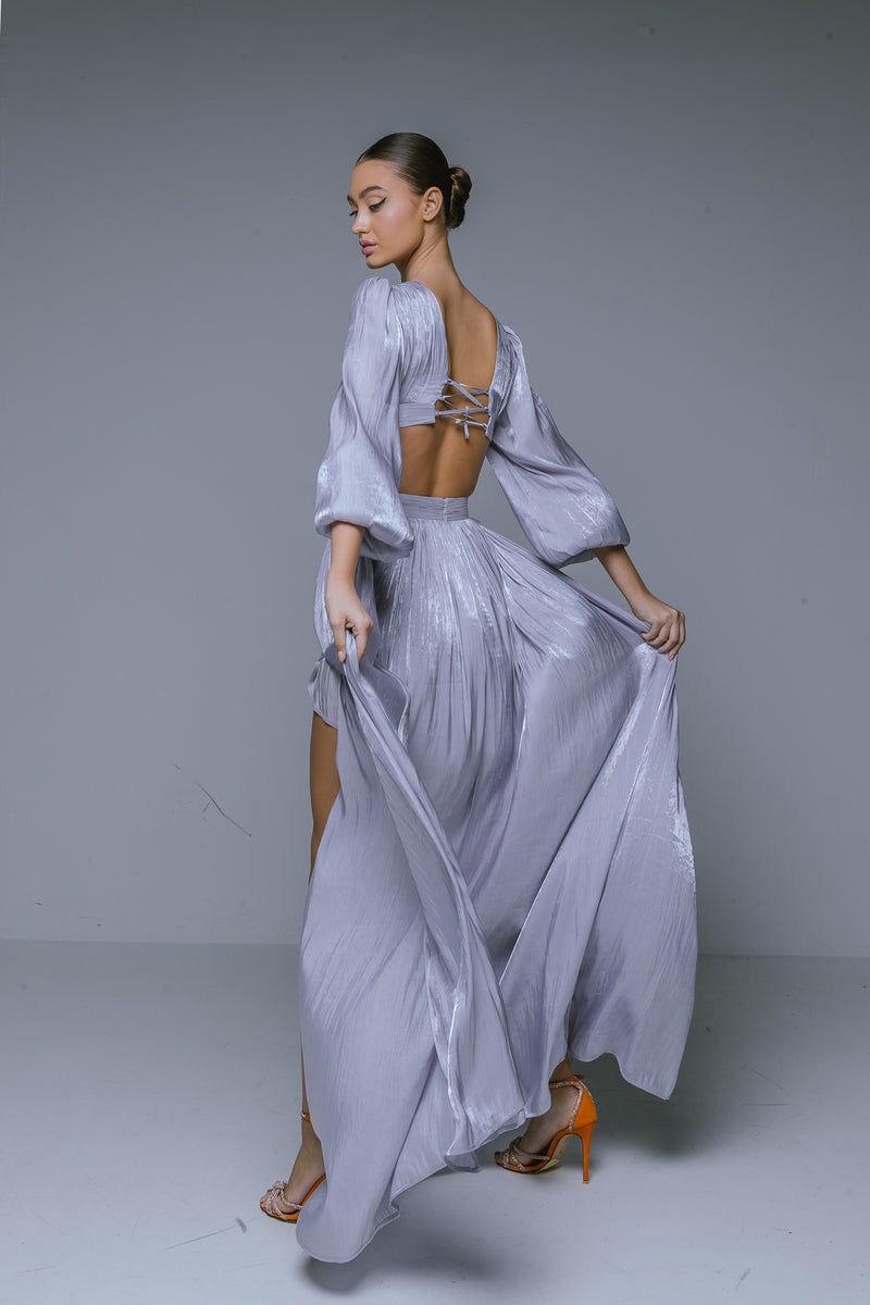 ASMEE knotted maxi dress (in silver)